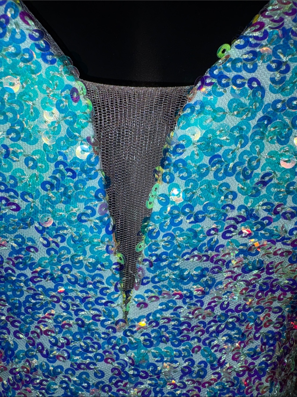 Custom Prom Dress Sparkling Iridescent Sequin Mermaid Dress Aqua Tiffany Blue XS - Picture 12 of 16